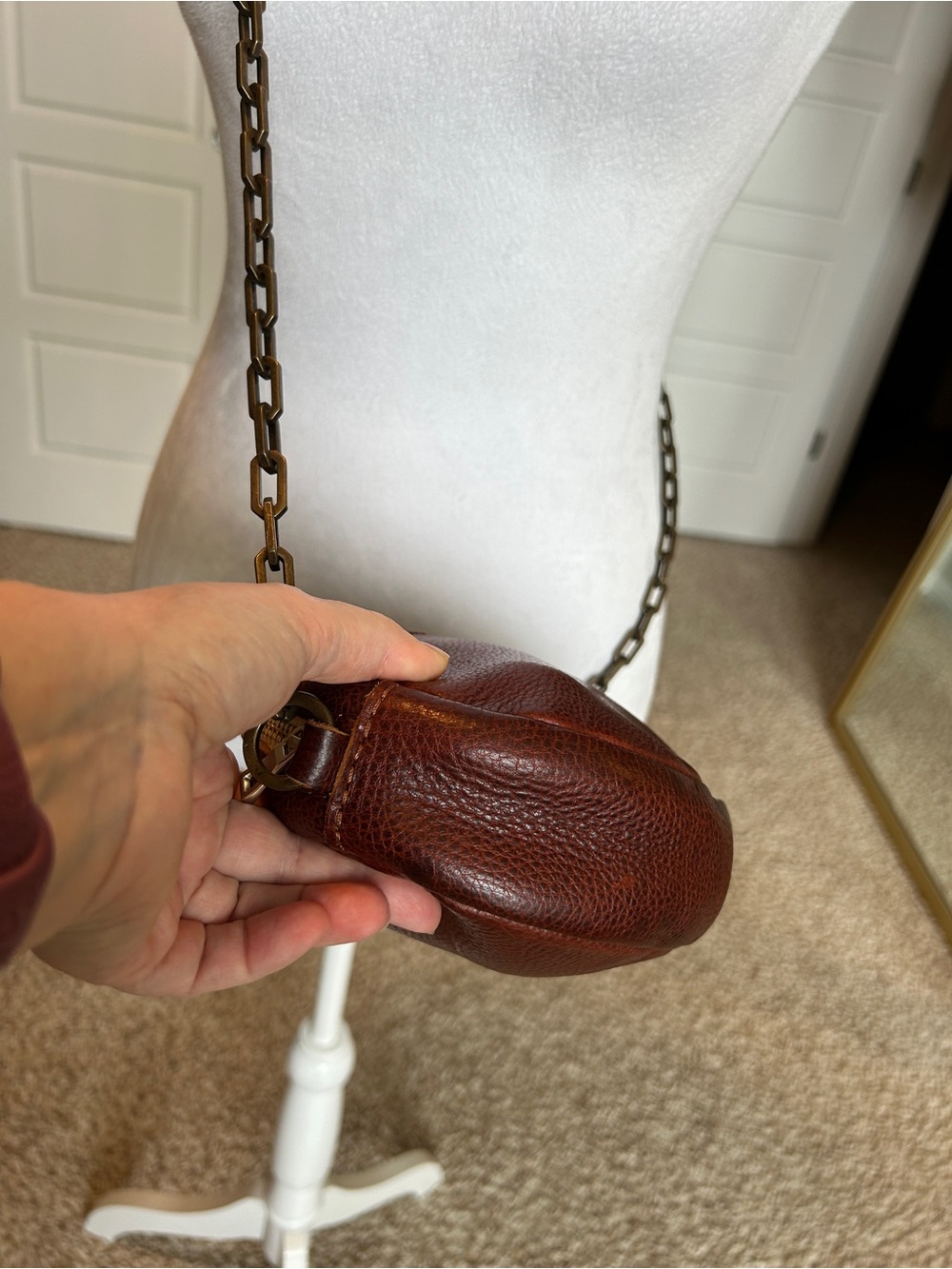 PORTLAND LEATHER Roswell Crossbody in Nutmeg Antique Gold-tone Chain (Retired) - Picture 10 of 13